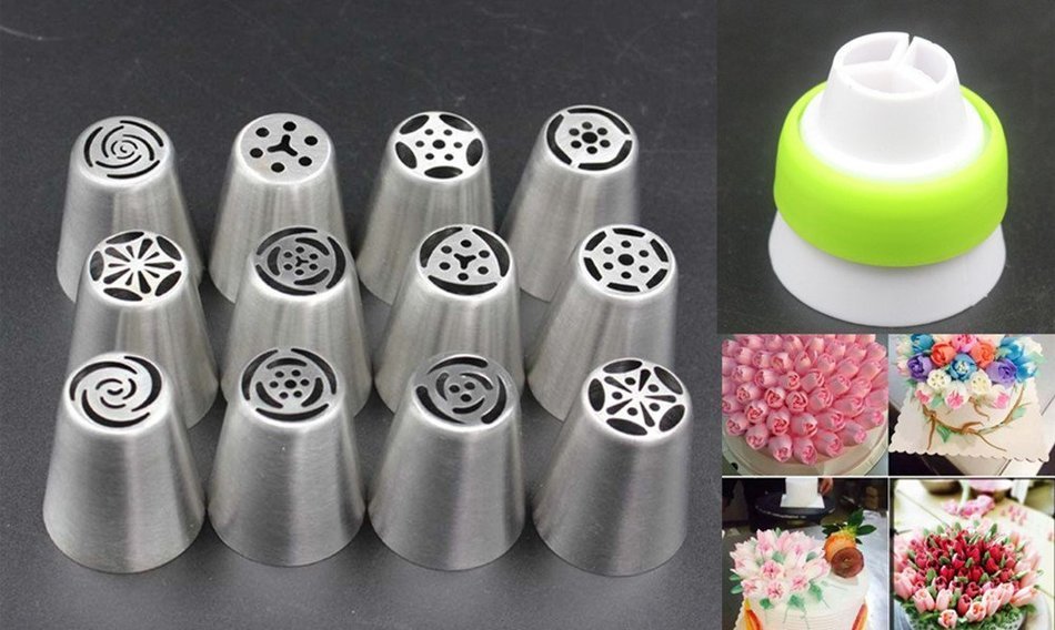 Dewel Multi-Pattern Russian Piping Tips, 12PCS Icing Decorating Tips,Stainless Steel Icing Piping Nozzles ,A Tool... N10