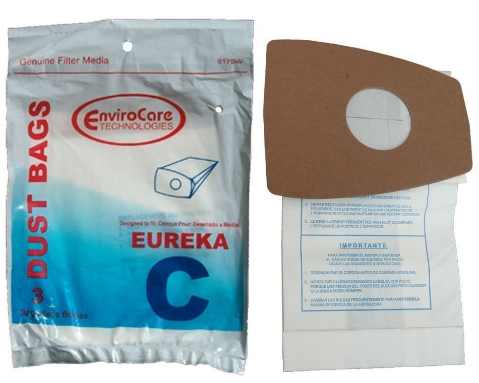 3 Eureka C Allergy Mighty Might canister Vacuum Bags, White Westinghouse, Floorshow Cleaner, Home Cleaning Systm...