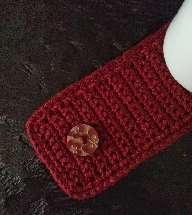 Crochet Acrylic Coffee Mug Cozy Marsala N3