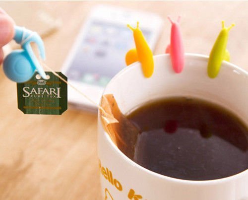 Hot Sale 5 PCS Cute Snail Shape Silicone Tea Bag Holder Cup Mug Candy Colors Gift Set N6