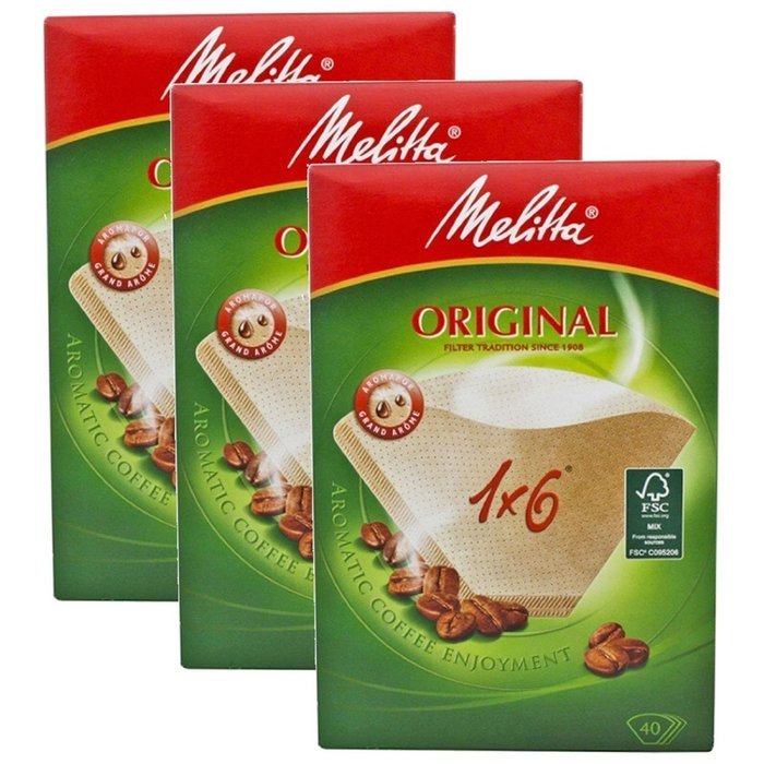 Melitta 1 X 6 Coffee Machine Brown Paper Filters Pack Quantity: 4 Packs of 40 Filters