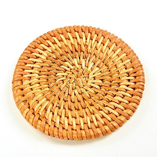 CCWY Natural handmade bamboo round rattan coasters pot holding Tea Cup pad about tea ceremony, tea accessories...