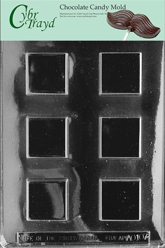 Cybrtrayd AO107 Squares Chocolate Candy Mold with Exclusive Cybrtrayd Copyrighted Chocolate Molding Instructions