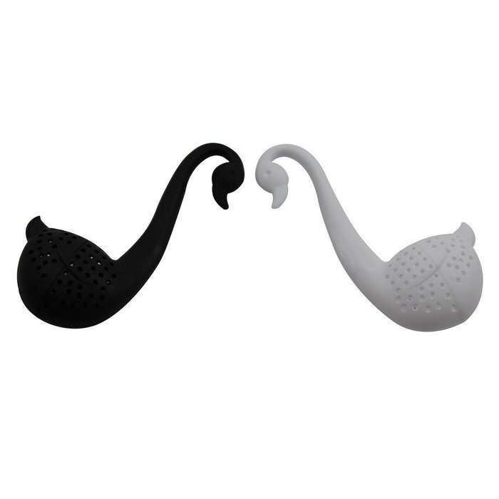2pcs Black Swan Shape Herb Leaf Spice Strainer Tea Infuser Tea Bag Filters N6