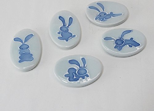 Saikai Pottery 5 sets of Dream Rabbit Chopstick rest set 39098 from Japan N2