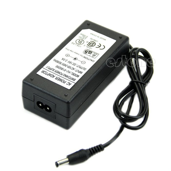 Estone New 18V 2.0A LCD Monitor AC DC Adapter Power Supply Cord Converter 5.5mm x 2.5mm