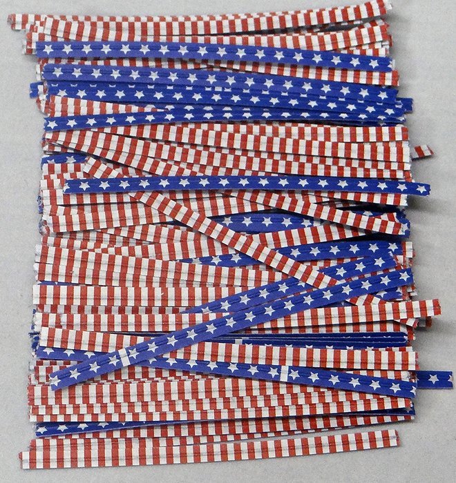 Stars & Stripes - Fourth of July Patriotic Paper Twist Ties 500 Count 3 1/2" Length Candy Making Supplies