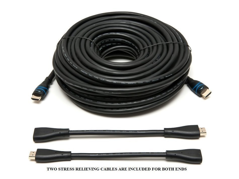 BlueRigger HDMI Cable (75 ft) w/ Built-in Signal Booster - CL3 Rated for In-wall Installation N2