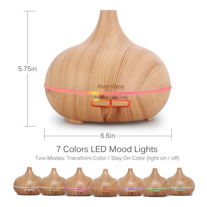Marsboy Aroma Humidifier Oil Diffuser 300 mL Humidifier Aromatherapy Ultrasonic Cool Mist Humidifier with 7 Color... N2