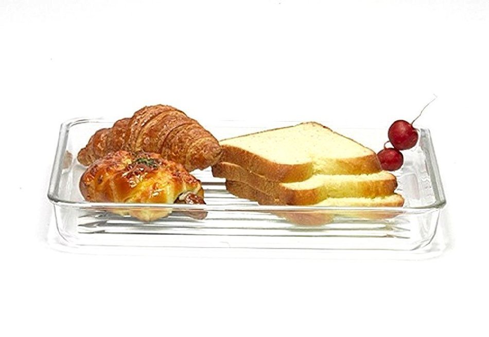 Uniware 13.5 X 11.4 X 1.9 Inch 3 Liter Square Tempered Glass Bake-ware, Oven Safe, Bake W. Line [B4803]