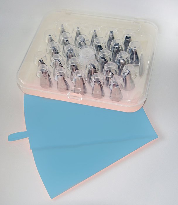 Chef Tomy Cake decorating tips set professional 26-pieces with Storage Case N5
