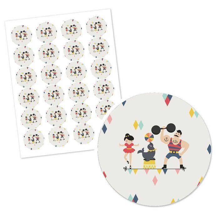 Carnival Circus - Cirque du Soir&eacute;e - Cupcake Picks with Stickers - Party Cupcake Toppers - 12 Count N3