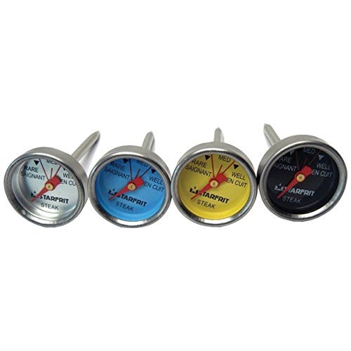 New STARFRIT 093808-006-0000 Mini BBQ Steak Thermometers, 4 pk