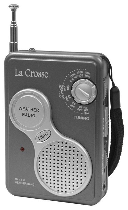 La Crosse Technology 809-905 AM/FM Handheld Weather Radio with NOAA weather band channels, flashlight, earphone...