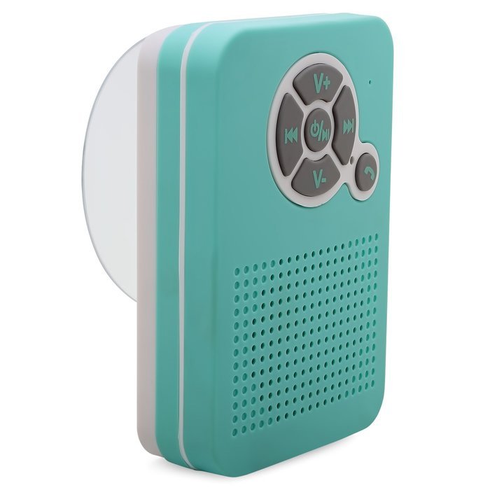 Aduro AquaSound WSP40 Waterproof Shower Bluetooth Portable Speaker with Stand and Suction Cup (Turquoise/White) N7