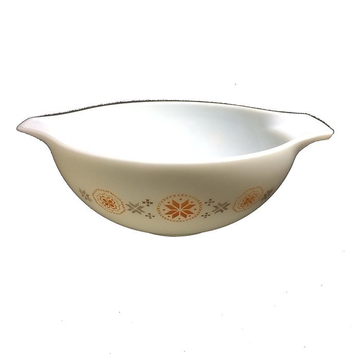 Vintage 1960's Pyrex Cinderella - Mixing Batter Nesting Bowl - Town & Country - White w/ Orange & Brown - 4 Quart... N2