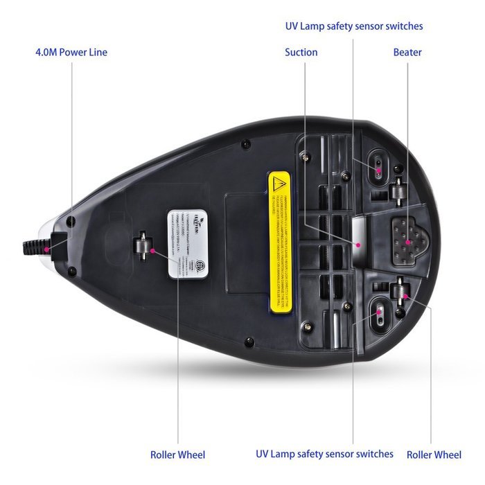 Handheld vacuum cleaner,Euleven 3005C UV Bed Vacuum Cleaner with Vibrating Single pad,White N3