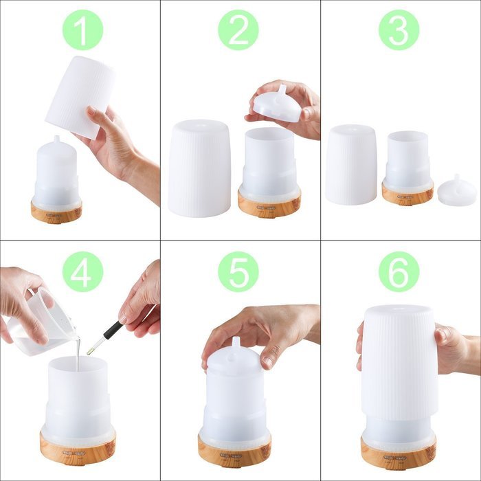 Essential Oil Diffuser, Euph 100ml Wood Grain Cool Mist Humidifer Ultrasonic Aromatherapy Oil Diffuser with 7... N5