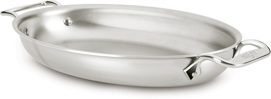 All-Clad 4612 Stainless Steel Tri-Ply Bonded Dishwasher Safe Oval Au Gratin Pan / Cookware, Silver