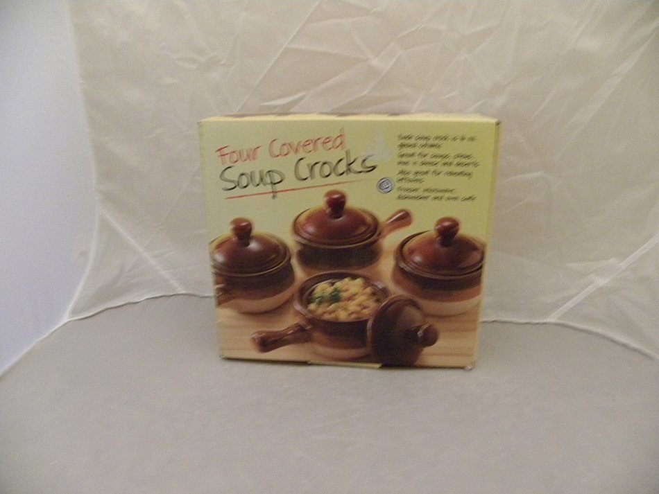 Four Covered Soup Crocks N3