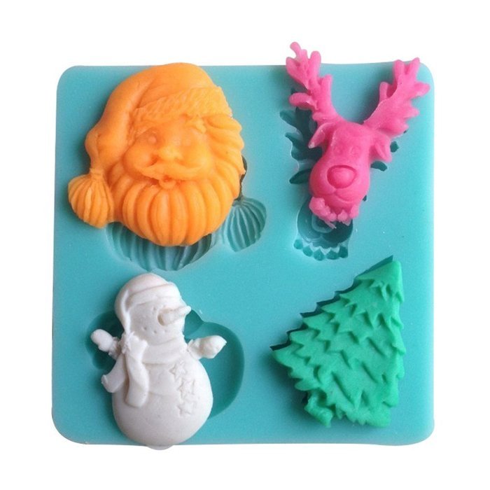LYNCH Santa Claus,Christmas Tree Candy Chocolate Silicone Mold for Cake Decoration,Pink N3