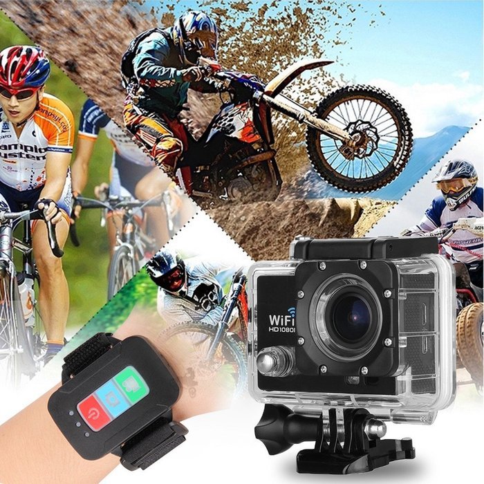 Excelvan Mini Portable Sports Action Camera + Remote Control Watch 2.0 Inch 12MP H.264 1080P Full HD WiFi 30M(... N5