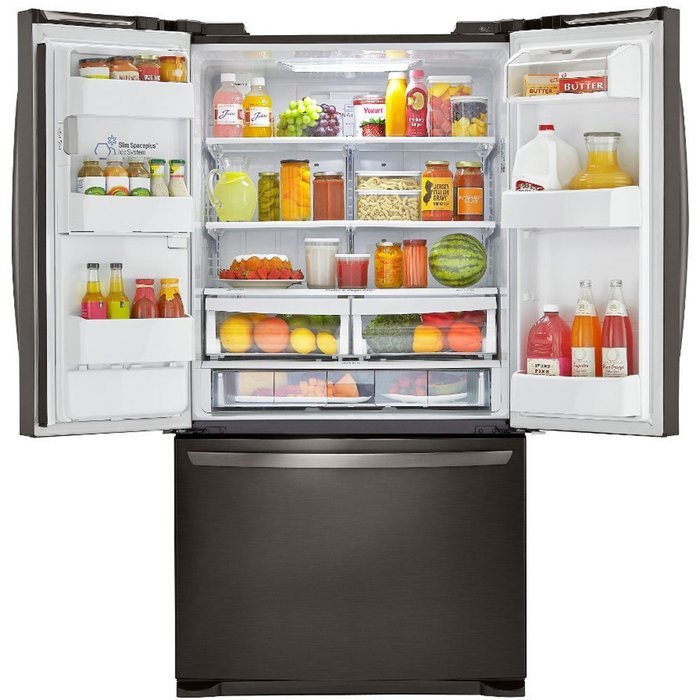 LG Stainless Steel 24 cu. ft. Ultra Capacity 3-Door French Door Refrigerator with Dual Ice Makers, Black N3