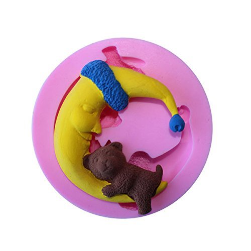 "Little Bear Moon Silicone Fondant Mold Chocolate Polymer Clay Mould" shopping