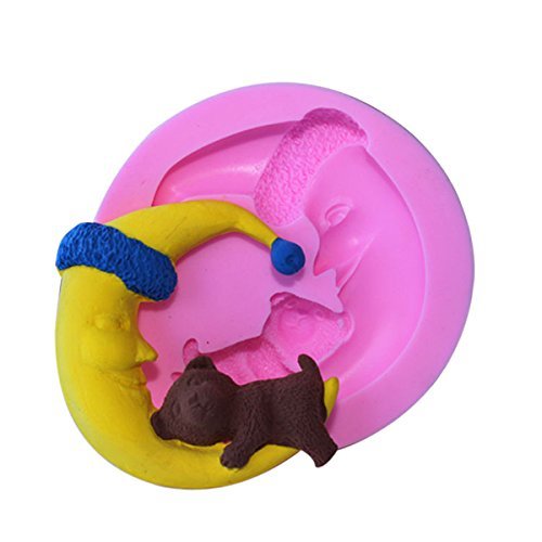 "Little Bear Moon Silicone Fondant Mold Chocolate Polymer Clay Mould" shopping N2