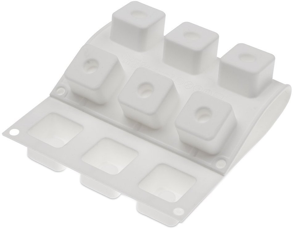 Silikomart White Non-Stick Sm Cube w/Indent 15 cav