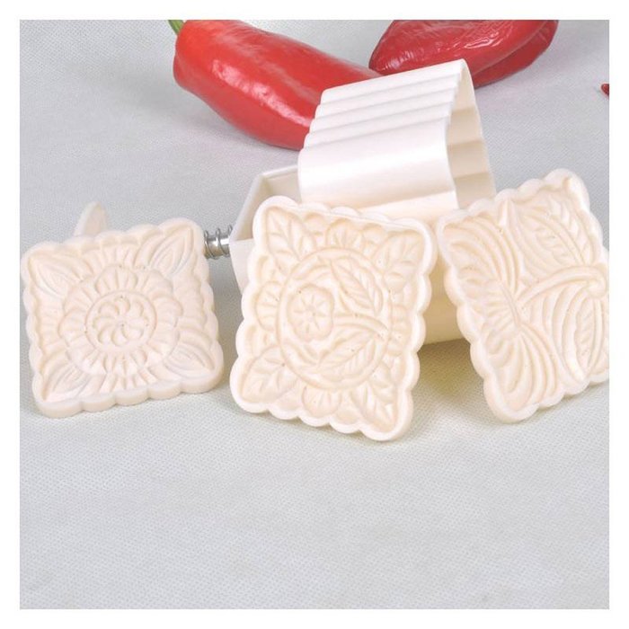 150-180 Grams Square Moon Cake Mold With 3 Pcs Mode Pattern N4
