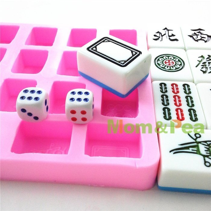 Mom&pea 0609 Mahjong Mixed Shaped Silicone Mould for Fondant Cake Sugar Paste Cake Decoration 3d Cake Toppers... N3