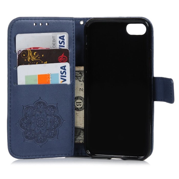 iPhone 7 Case (4.7 inch) - Wallet Folio Flip Embossed Campanula PU Leather Case with Stand Card Slots Slim Fit... N15