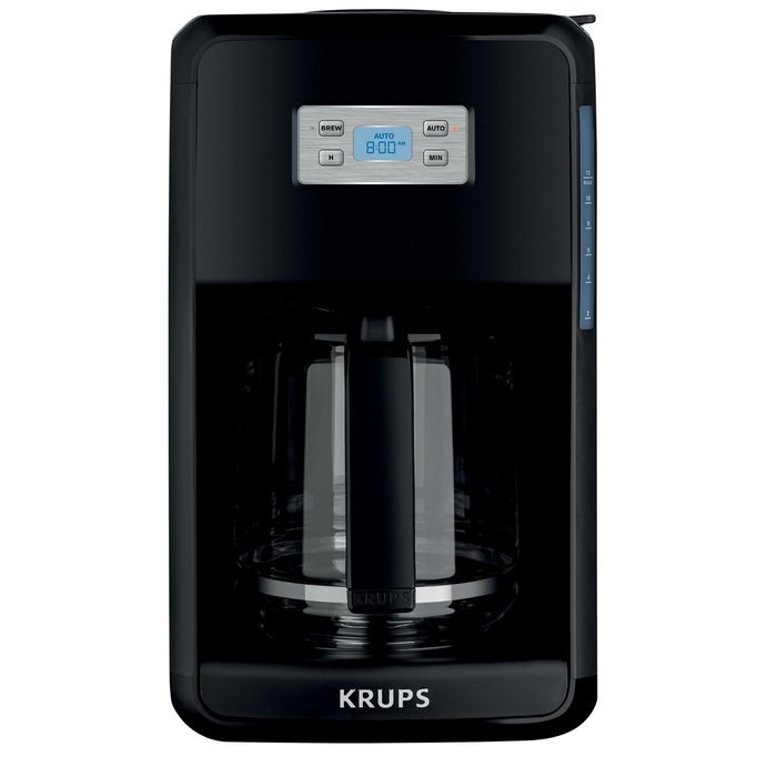 KRUPS EC311 SAVOY Programmable Digital Coffee Maker Machine with Glass Carafe and LED Control Panel, 12-Cups,... N4