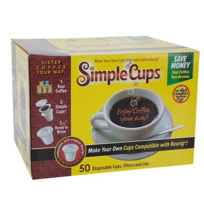 Disposable Cups for Use in Keurig Brewers - Simple Cups - 50 Cups, Lids, and Filters - Use Your Own Coffee in... N3