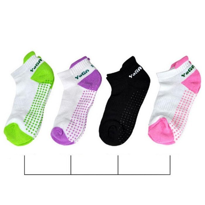 HuaYang 1 Pair Anti Slip Professional Yoga Socks with Rubber Dots Sport Exercise Cotton Hosiery(Black) N2
