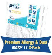 CleanerFilters 20X20x2 Air Filter 2-Pack, MERV 11 Premium Allergy AC Furnace Filter