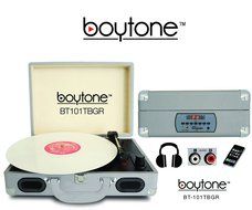 Boytone BT-101TBWT 5 in 1 Briefcase Record Player AC-DC Built in Rechargeable Battery, With 2 Stereo Speakers... N11