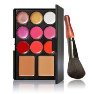 Bolayu 11 Color Lip Gloss Set Double Color Concealer + Gourd Shape Brush Combination N2