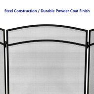 Woodeze 3 Panel Arched Folding Fireplace Screen - 30''H x 48''W - Black