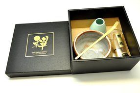 Japanese Mino Yaki ware Matcha Bowl And Tea Ceremony Set Green Tea 11.5 / 11.5 / 8cm (4.5 / 4.5 / 3.1inch)[7402] N6