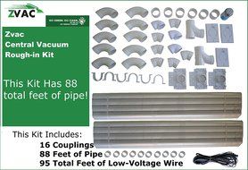 Central Vacuum Installation Kit For All Homes Rough-in Built-In CVac 3 Inlet Kit With Pipe by Zvac with 48 Foot... N10