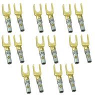 UCEC Y Plug 45 Degree Spade Connector for Speaker Wire DIY - Pack of 16 (8 Black,8 Red) N3
