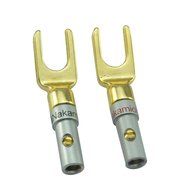 UCEC Y Plug 45 Degree Spade Connector for Speaker Wire DIY - Pack of 16 (8 Black,8 Red) N4