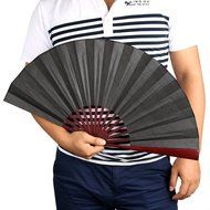 Tinksky Men Folding Bamboo Blank Hand Fan Wedding Party Gift (Black)