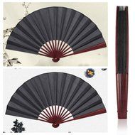 Tinksky Men Folding Bamboo Blank Hand Fan Wedding Party Gift (Black) N2