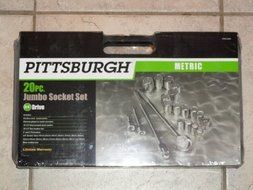 20 Piece Metric 3/4 inch Jumbo Heavy Duty Socket Set with Storage Case by Pittsburgh