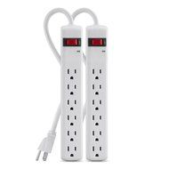 Belkin 6-Outlet Power Strip Surge Protector with 2-Foot Power Cord, 200 Joules (2-Pack) N4