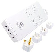 All Power Chargers Travel Charging Station - 4 International Travel Adapters - Surge Protector - Power strip with... N3