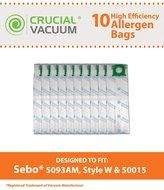 10 Sebo Ultra Allergen HEPA Style Cloth Upright Vacuum Bags Windsor Sensor, Fits Models Sebo X1, X2, X4, X4 Extra...